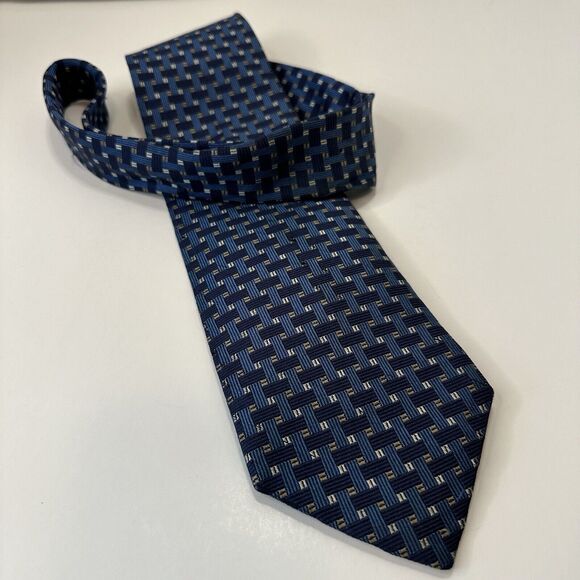 Jos A. Bank, Collection Men's Neck Tie Blue w/Grays 100% Silk USA - Picture 8 of 12